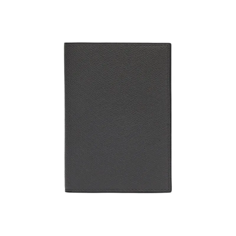 Valextra Millepunte Calfskin Passport Holder Unisex Smoke Gray-3