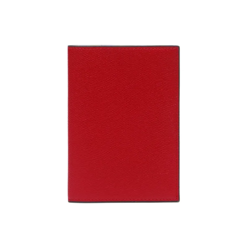 Valextra Millepunte Calfskin Passport Holder Unisex Red-0