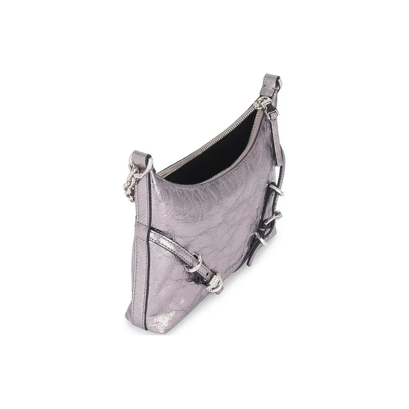 GIVENCHY Voyou Layered Leather Handbag Shoulder Bag Women's Silver Gray-3
