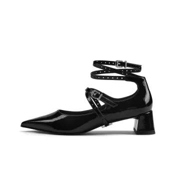 CHARLES&KEITH Small CK Goth Style Women's Casual Shoes Women's Black Patent Black/Burgundy/Beige Beige