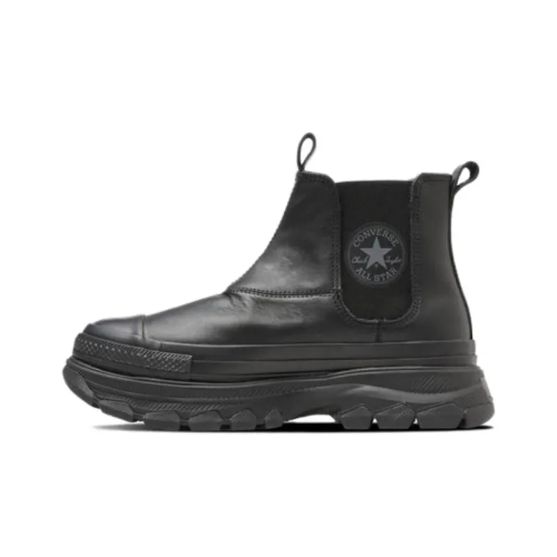 Converse All Star LEATHER Ⓡ TREKWAVE SIDEGORE HI Abrasion Resistant Breathable High Top Casual Shoes Unisex Black-0