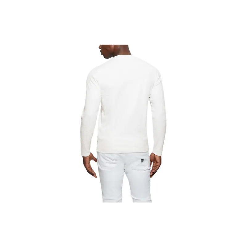 GUESS Eco Fairfax Textured Knit Crewneck Sweater Sweater Men's White-1