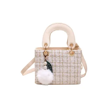 JANE KLAIN Synthetic Leather + Fabric Small Square Bag Daisie Bag Crossbody Handbag Regular Women's Ecru/Black