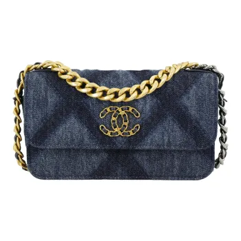 CHANEL 19Bag Denim Shoulder Bag, Crossbody Bag Women's Washed Blue