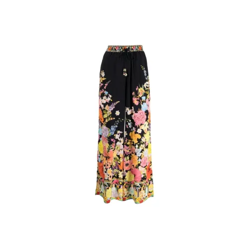 CAMILLA Floral-print Drawstring Silk Trousers