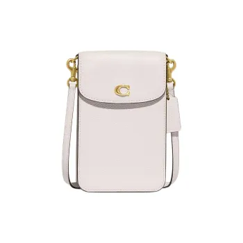 COACH Leather Cell Phone Pouch, Shoulder Bag, Crossbody Bag Mini Women's White