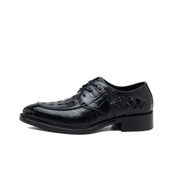 GZZ Dress Shoes Men Low Top Black/Burgundy