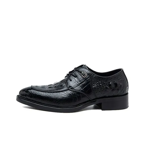 GZZ Dress Shoes Men Low Top Black/Burgundy