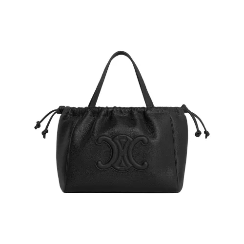 CELINE Cabas Grained Calfskin Shoulder Bag Crossbody Bag Handbag Small Size Women's Black