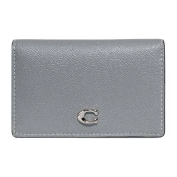 COACH Leather Coin Purses Wallets Women's Gray Blue