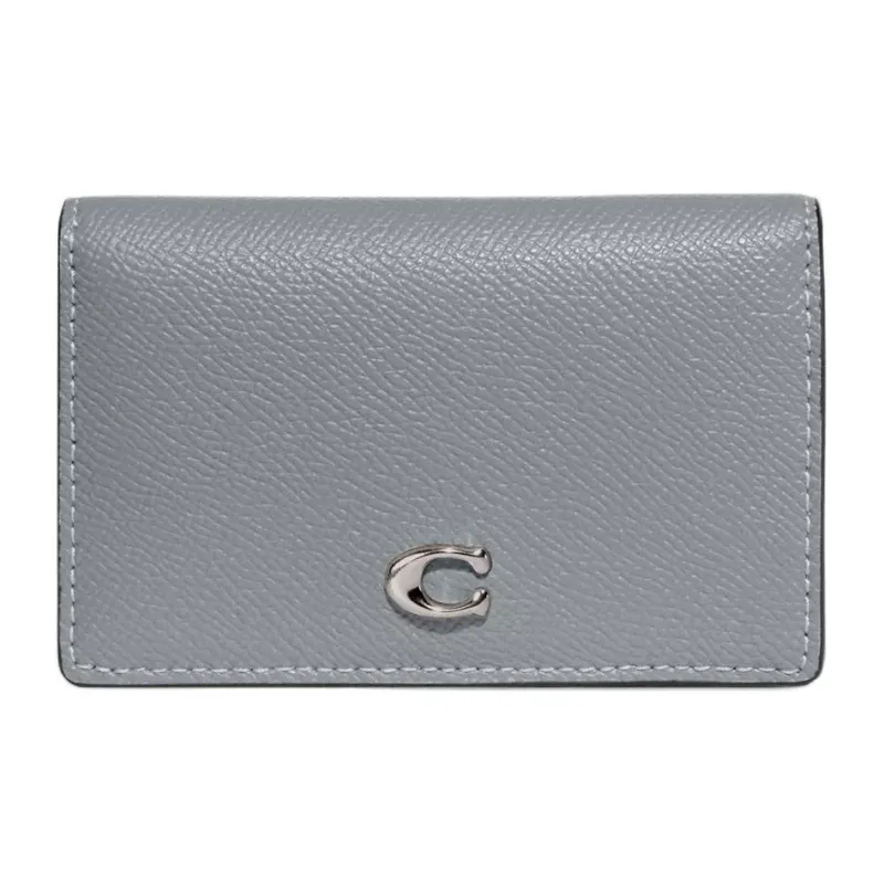 COACH Leather Coin Purses Wallets Women's Gray Blue-0
