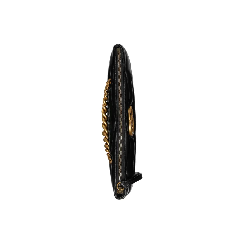 GUCCI GG Marmont Herringbone Leather Clutch Women's Black-5