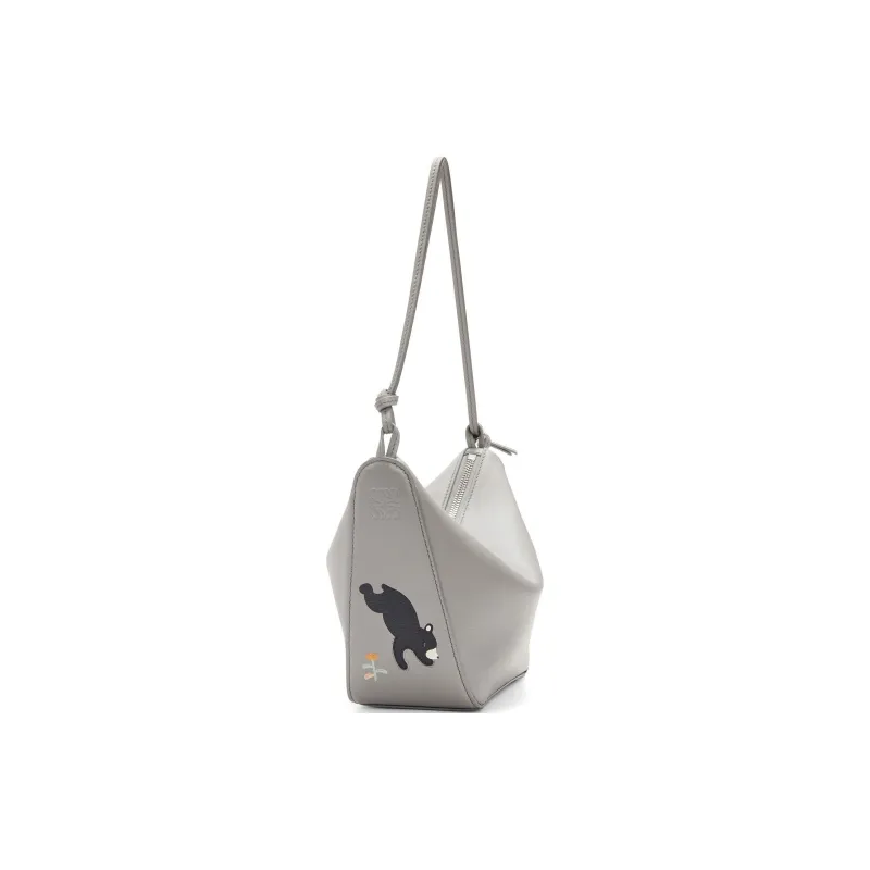 LOEWE Suna Fujita Collaboration Hammock Hobo Calfskin Handbag Shoulder Bag Women's Pearl Gray-1
