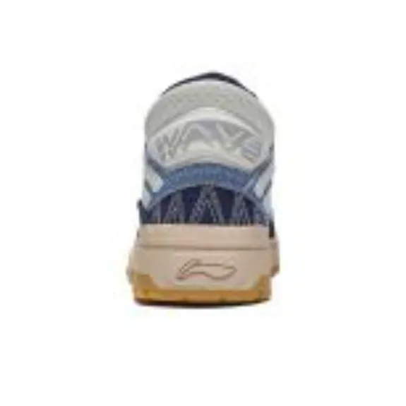 LiNing Wave MID Cushioning Wear Resistant Low Top Skateboard Shoes Men's Beige White Blue-4