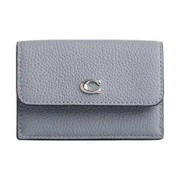 COACH Leather Coin Purses Wallets Mini Women's Gray Blue