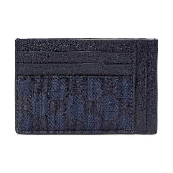 GUCCI Ophidia Canvas With Leather Card Holder Men's Blue & Dark Blue-3