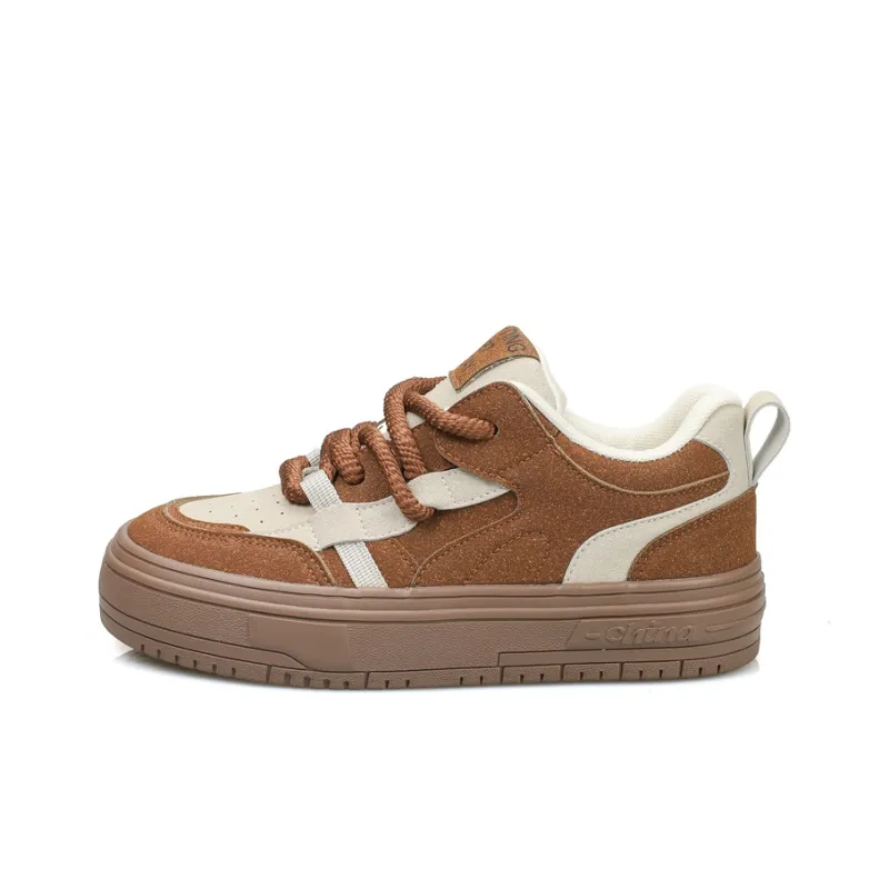 B10CROWN Slip Resistant Low Top Skateboard Shoes Women's Brown-0