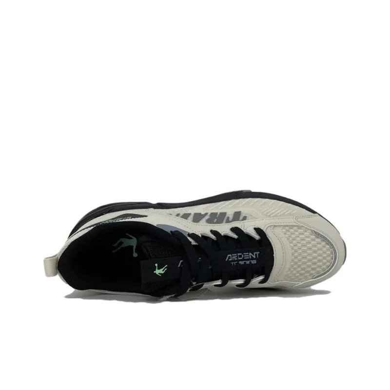 QIAODAN Cushioning Wear-Resistant Low-Top Running Shoes Men's Beige Black-3