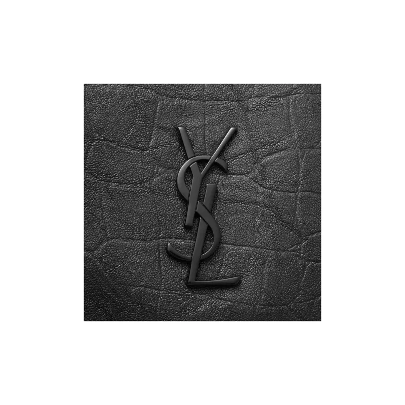 SAINT LAURENT CASSANDRE Crocodile Pattern Cow Leather 50% Off Wallet Unisex Black-8