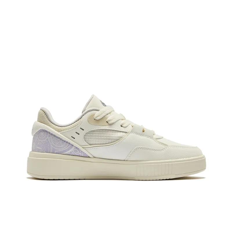 Erke Skateboard Shoes Women's Low Top Microcrystal White Morning Mist Purple-1
