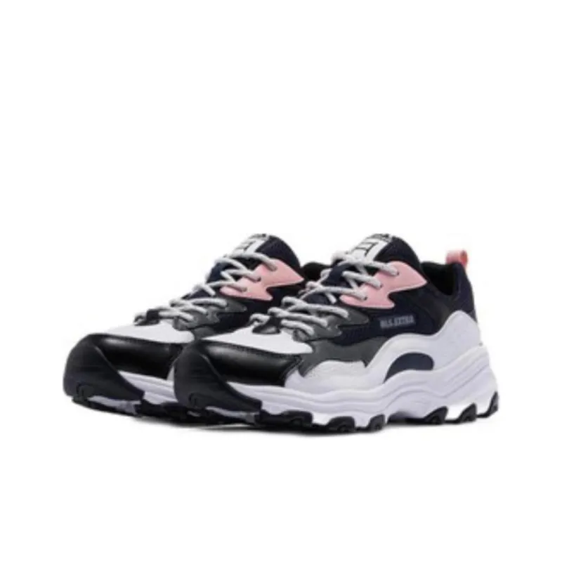 QIAODAN Anti Slip Wear Resistant Low Top Chunky Sneakers Women's Black White Pink-2