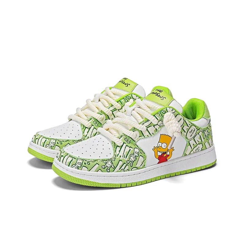 The Simpsons Canvas Shoes Unisex Low Top Avocado Green/Monet Blue/White Brown/Stardust Black/Mismatched/Audrey Pink/Cocoa Light Brown/Cool Black-1