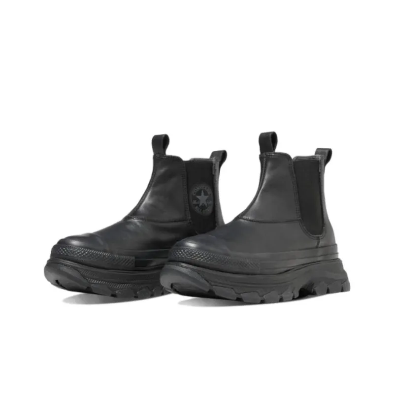 Converse All Star LEATHER Ⓡ TREKWAVE SIDEGORE HI Abrasion Resistant Breathable High Top Casual Shoes Unisex Black-2