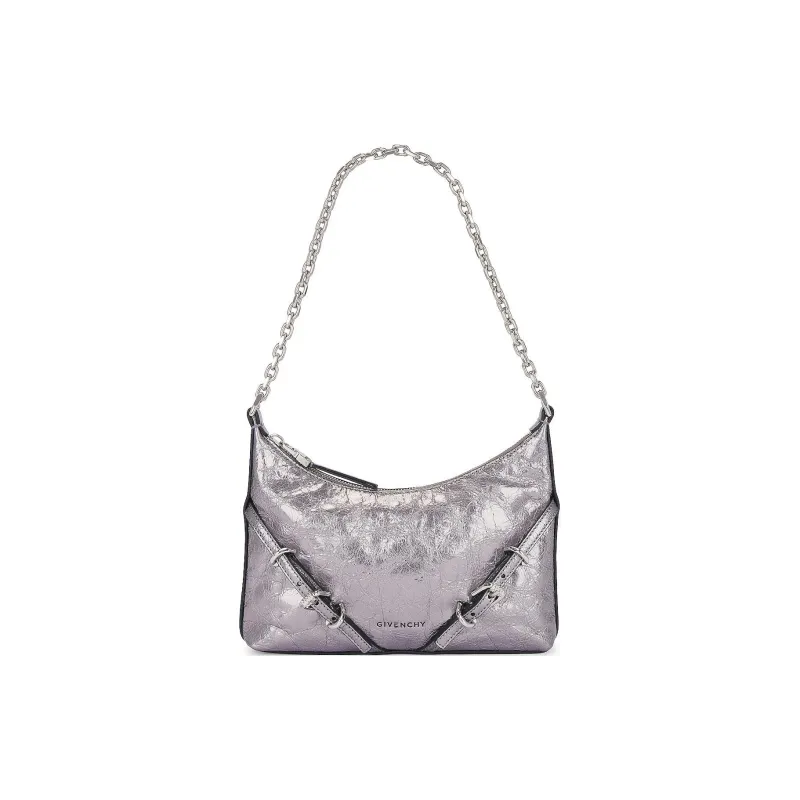 GIVENCHY Voyou Layered Leather Handbag Shoulder Bag Women's Silver Gray-0