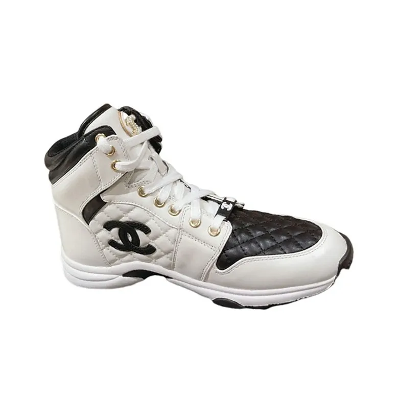 CHANEL High-Top Casual Shoes Women's White Black-1