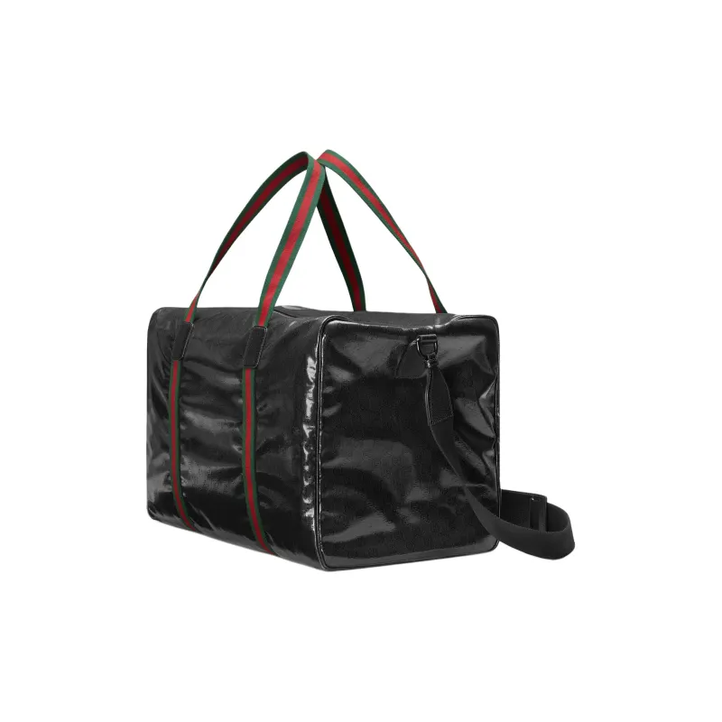 GUCCI Crystal Canvas With Leather Trim Canvas Bag, Handbag, Shoulder Bag, Crossbody Bag, Travel Bag Tubas Men's Black-1