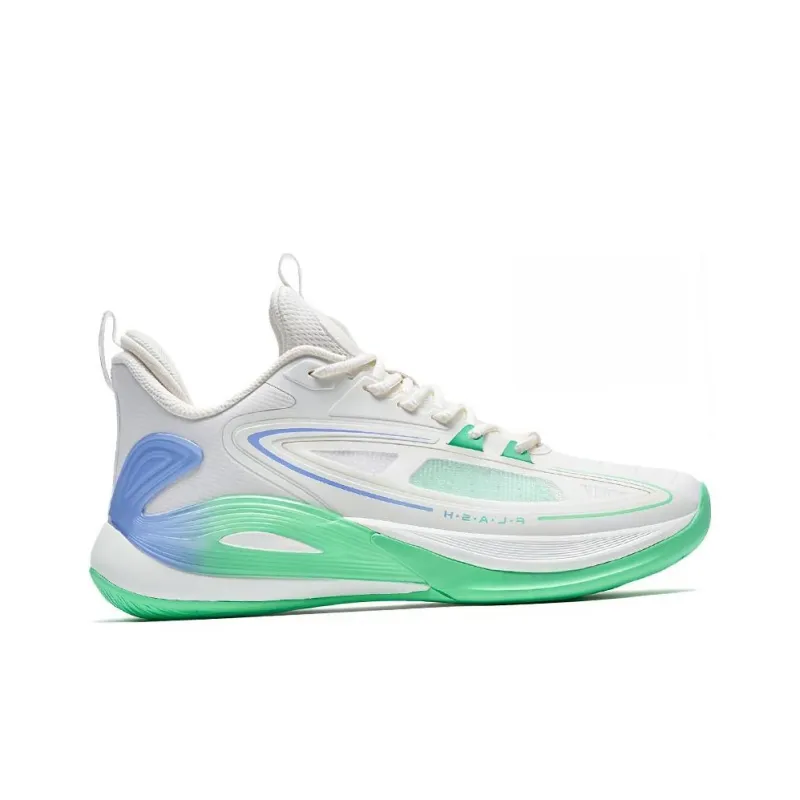 XTEP Light Feathers 3rd Generation V3 Basketball Shoes Men Low Top White/Green-1