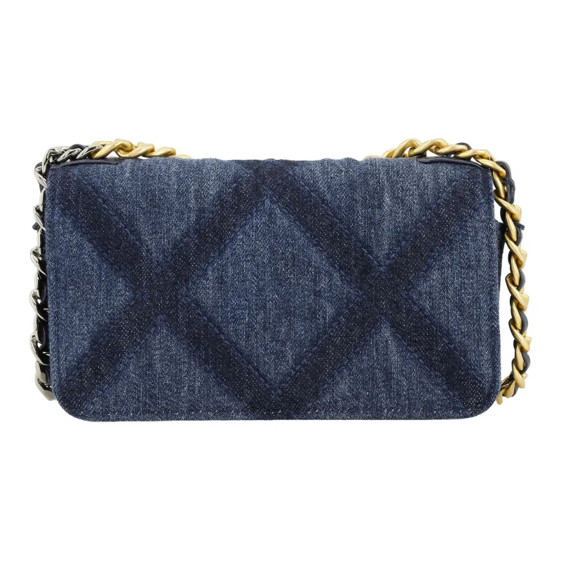 CHANEL 19Bag Denim Shoulder Bag, Crossbody Bag Women's Washed Blue-2