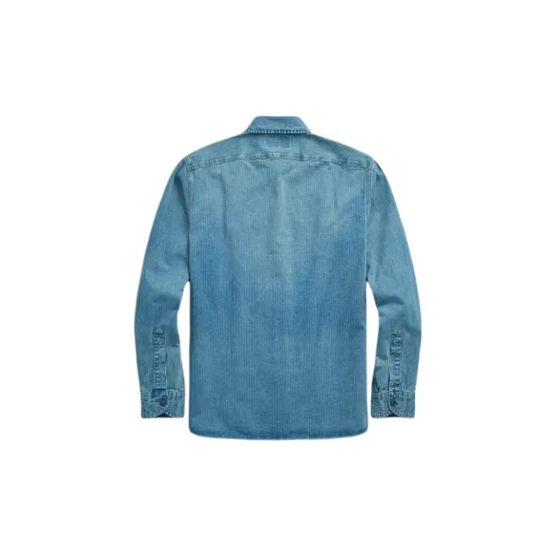Ralph Lauren Indigo Herringbone Twill Workshirt Shirt Men's Blue-1