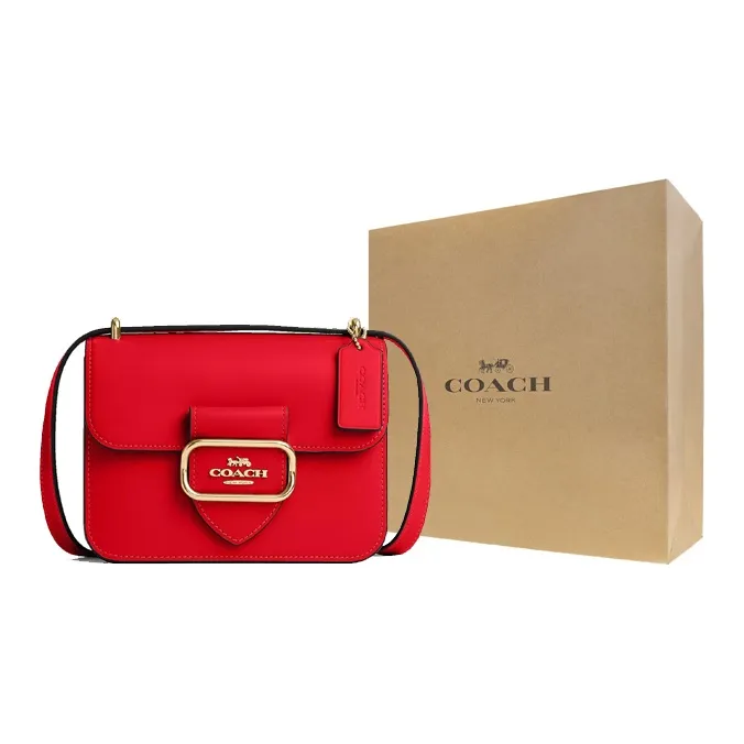 COACH Morgan Cow Leather Small Square Bag Shoulder Bag Crossbody Bag Small Size Women's Red-6
