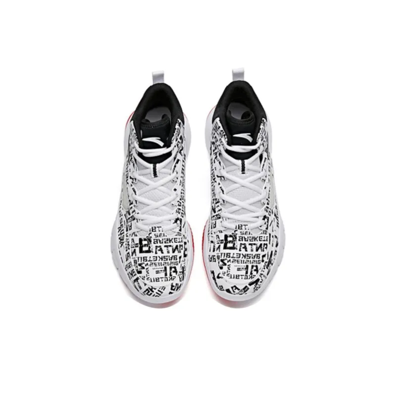 Anta Cushioning Anti Slip And Wear Resistant Coverage High Top Basketball Shoes Men's White Black-3