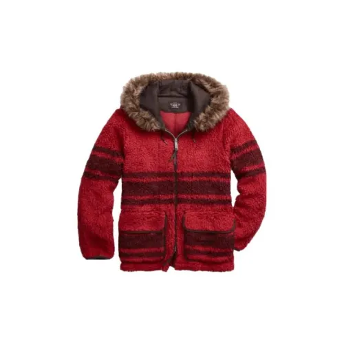 Polo Ralph Lauren Striped Pile Fleece Jacket Jackets Coats Men's Red