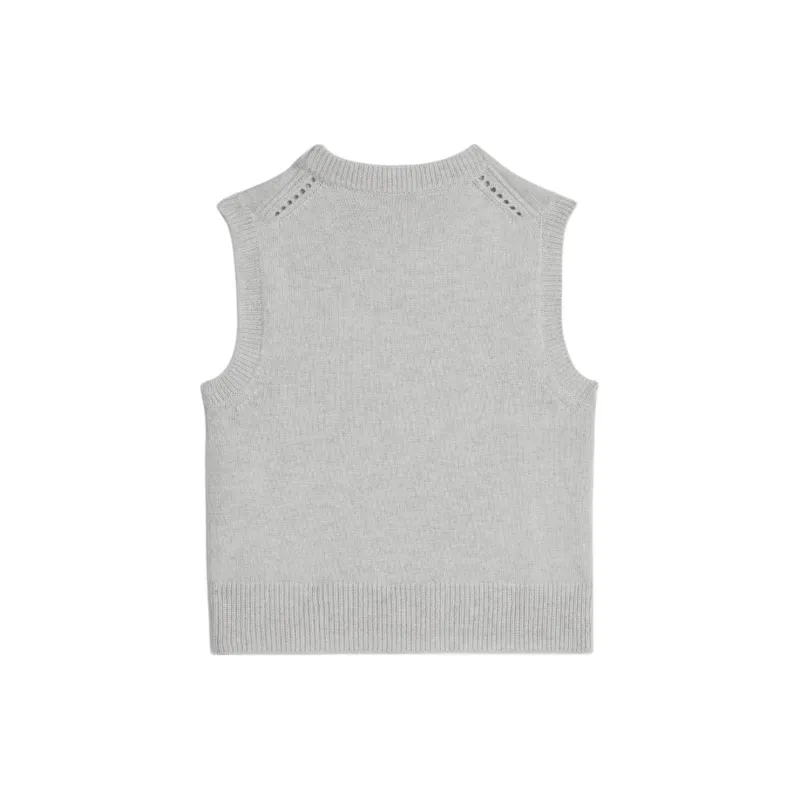 CELINE Cashmere Round Neck Vest Tank Tops Women's Gray-1