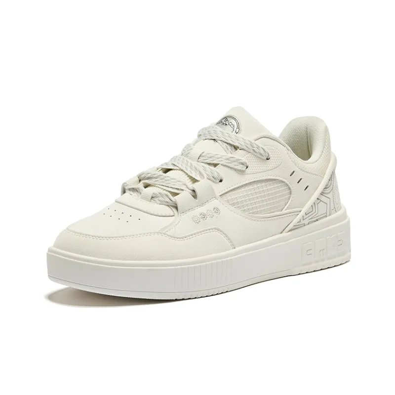 Erke Skateboard Shoes Men Low Top Microcrystal White Light Gray-2