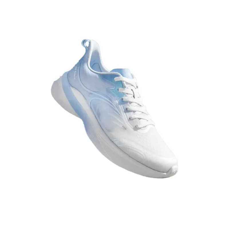 QIAODAN Cushioning Anti Slip And Wear Resistant Low Top Casual Running Shoes Men's White Blue-2