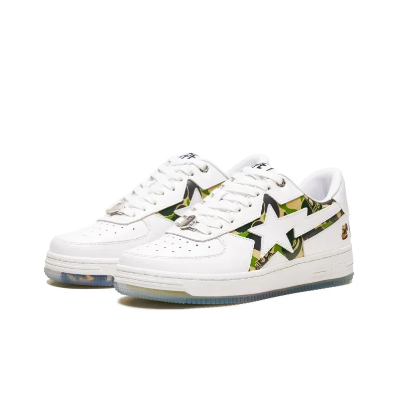 A BATHING APE Wear Resistant Low Top Skateboard Shoes Men's White-2