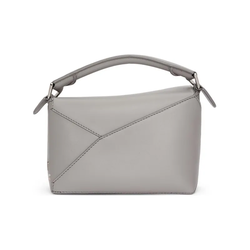 LOEWE Suna Fujita Collaboration Satin Calfskin Handbag Shoulder Bag Crossbody Bag Mini Women's Pearl Gray-3