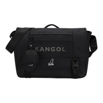 KANGOL Nylon Messenger Bag, Crossbody, One Shoulder Handbag Unisex Black