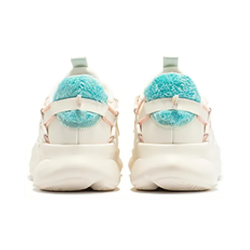 361° Spirit Fox Cushioning Wear Resistant Low Top Running Shoes Women's White Cyan-3