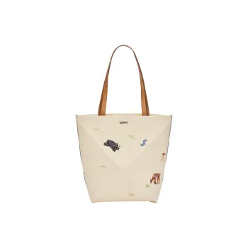 LOEWE Suna Fujita Collaboration Canvas Tote Bag Shopping Bag Handbag Women's Natural