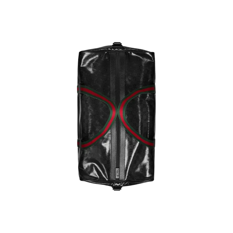 GUCCI Crystal Canvas With Leather Trim Canvas Bag, Handbag, Shoulder Bag, Crossbody Bag, Travel Bag Tubas Men's Black-4