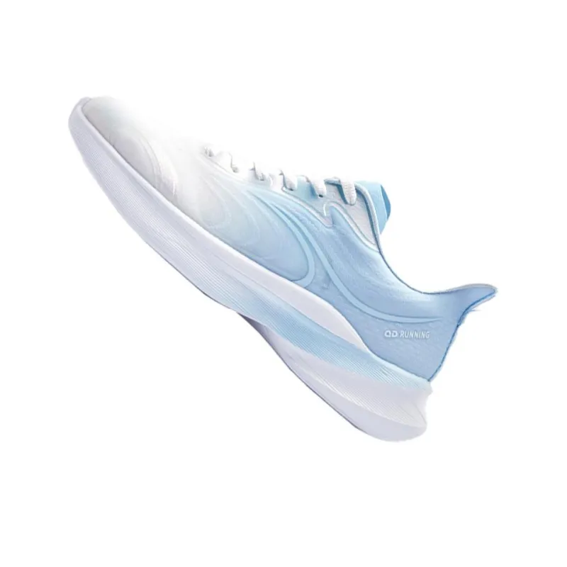 QIAODAN Cushioning Anti Slip And Wear Resistant Low Top Casual Running Shoes Men's White Blue-3
