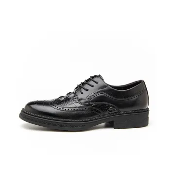 GZZ Dress Shoes Men Low Top Black/Brown