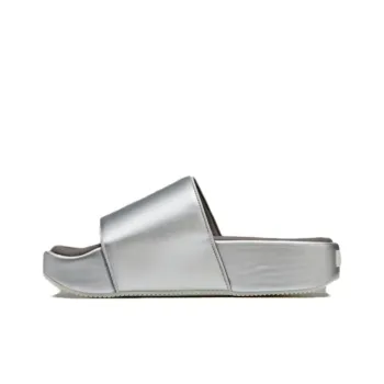 Y 3 Slides Silver Metallic Brown Cream White