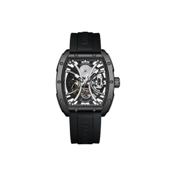 FAIRWHALE Automatic Mechanical Movement Silicone Strap Watch Men's Watches Black Dial