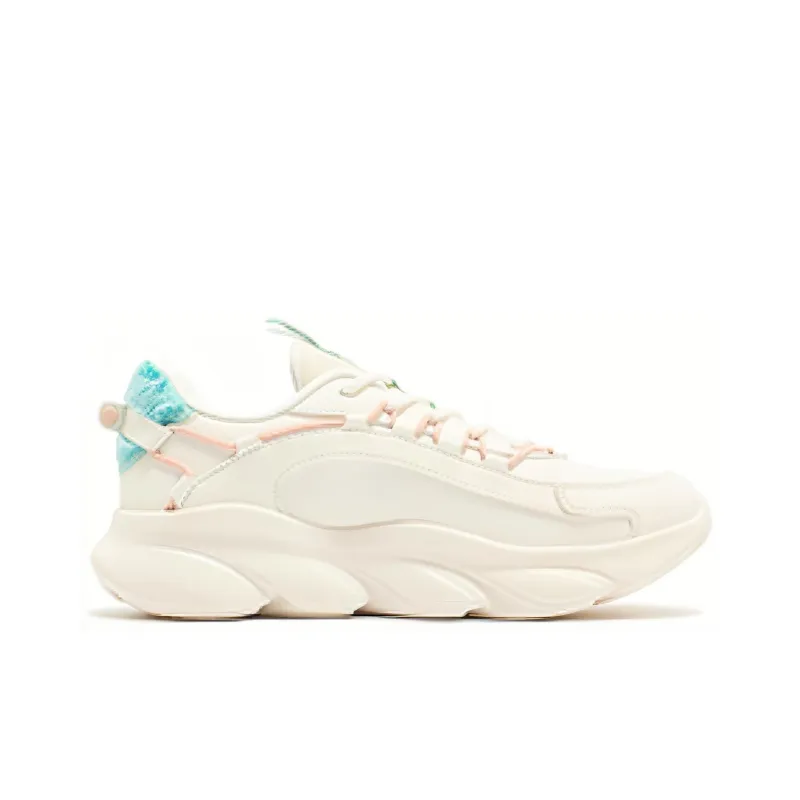 361° Spirit Fox Cushioning Wear Resistant Low Top Running Shoes Women's White Cyan-1